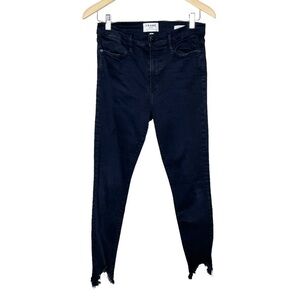 Frame Le High Skinny Stiletto Jeans Frayed Hem In Blackfish Black Wash Size 30
